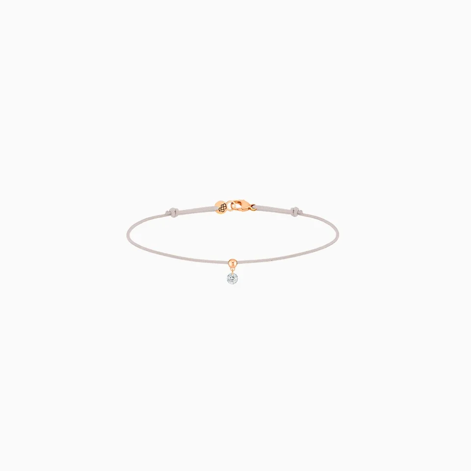 La Brune & La Blonde BB armband witte diamant 0.10ct en grijs polyester koord