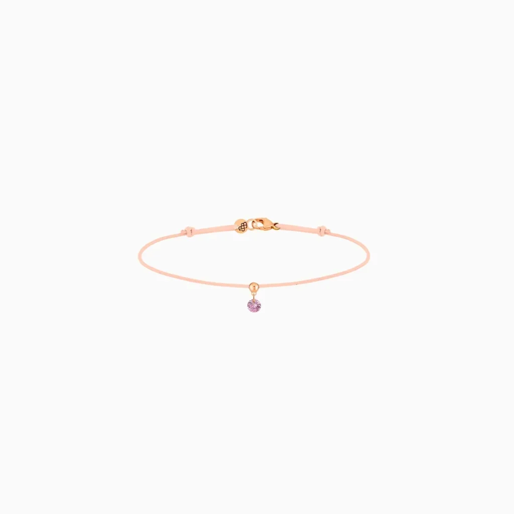 La Brune & La Blonde BB armband roze saffier met nude polyester koord
