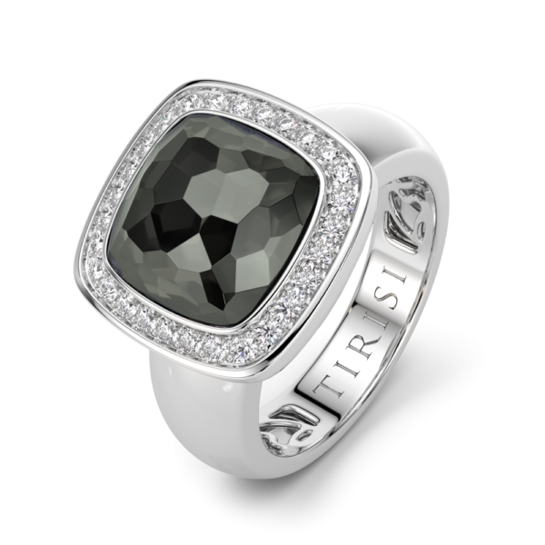 Tirisi Jewelry Milano Twist Ring (witgoud) met hematiet doublet