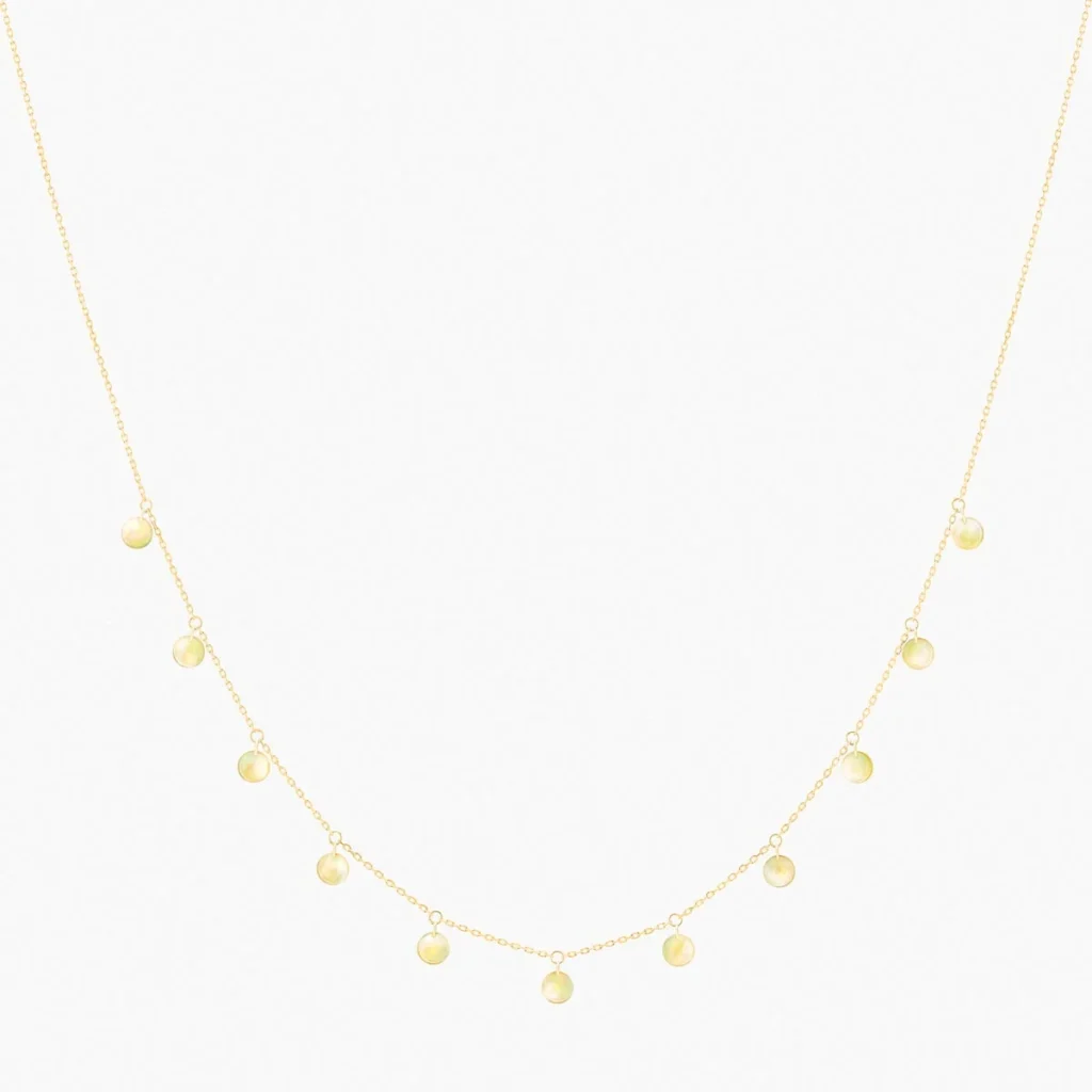 La Brune & La Blonde polka collier met gouden parelmoer