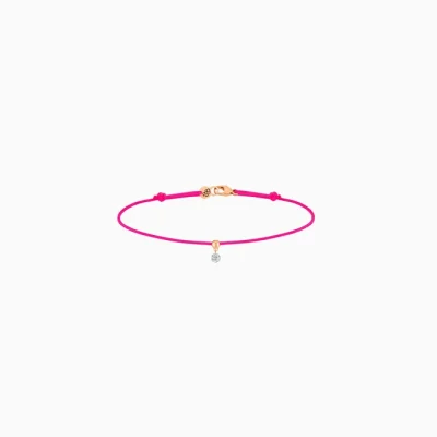 La Brune & La Blonde BB armband witte diamant 0.07ct en hot pink polyester koord