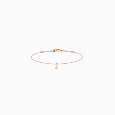 La Brune & La Blonde BB armband witte diamant 0.10ct en grijs polyester koord