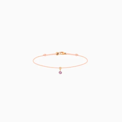 La Brune & La Blonde BB armband roze saffier met nude polyester koord