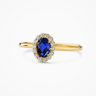 Blush Jubileum ring met labgrown saffier en labgrown diamant