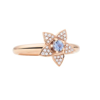 Bron Poppy Ring met ceylon saffier