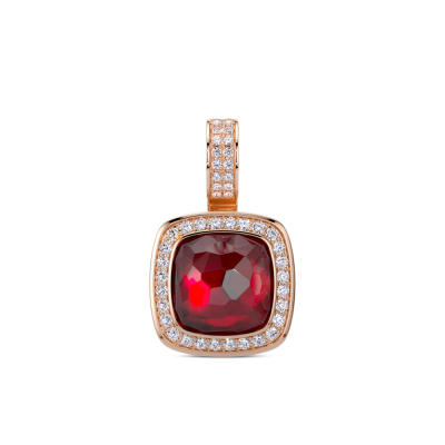 Tirisi Jewelry Milano Twist collier hanger (roségoud) met robijn triplet