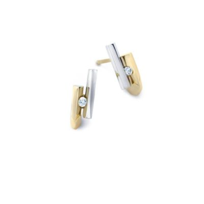 R&C-groei bicolor oorstekers met 0.1ct wit diamant OOR0003 GG/WG 14